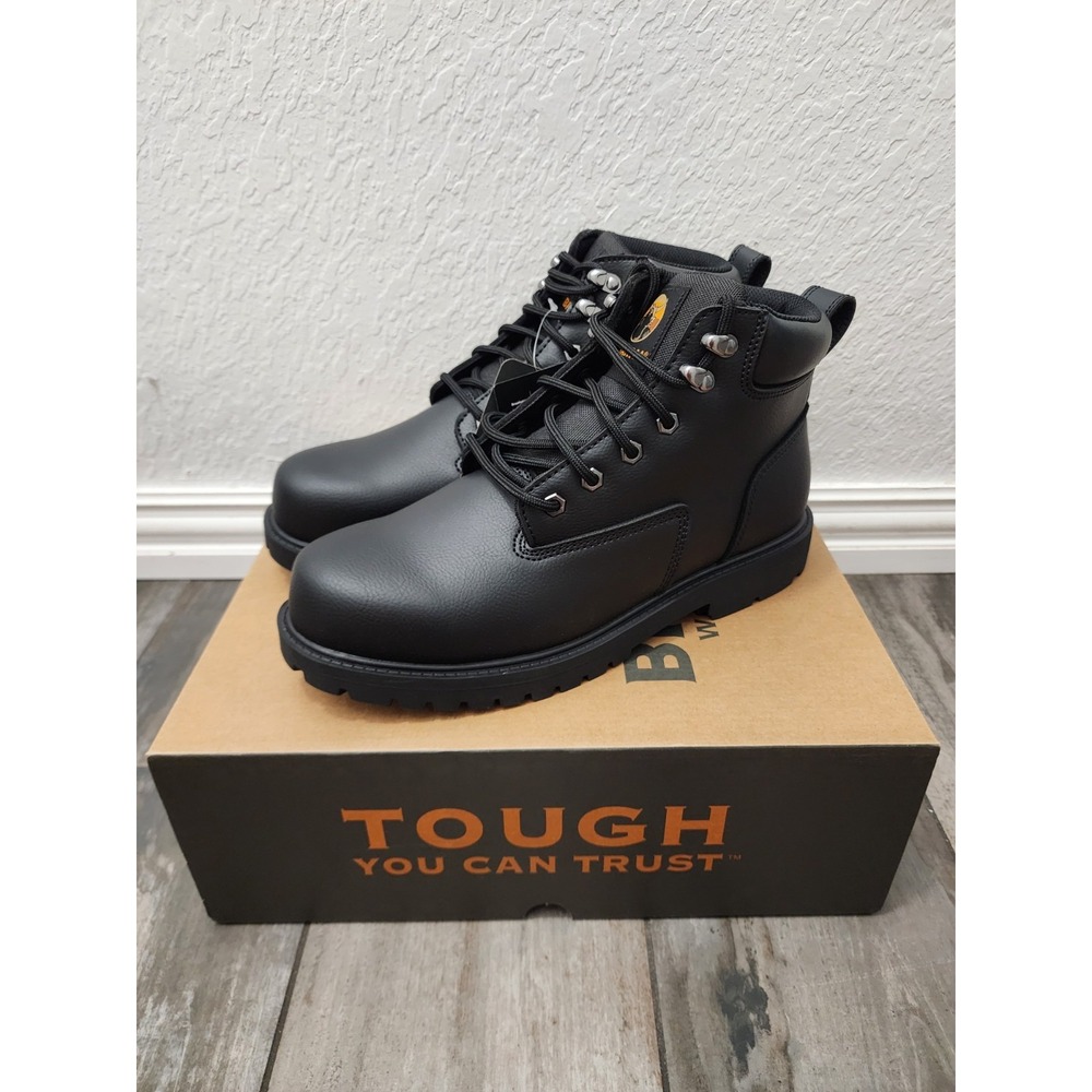 Men's Brahma Work Boots, Soft Toe, Size 11M, Slip Resistance, Black